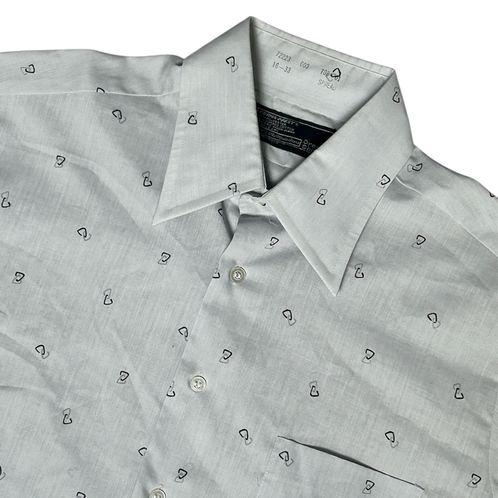Sears The Men's Store Perma Prest Light Blue Geometric Pattern Dreas Shirt Sz M